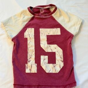 Kids' Burgundy & Cream Raglan Tee with '15' Graphic